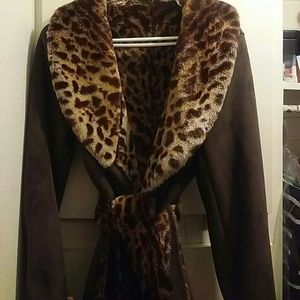 Reversible Faux Fur Coat with belt!